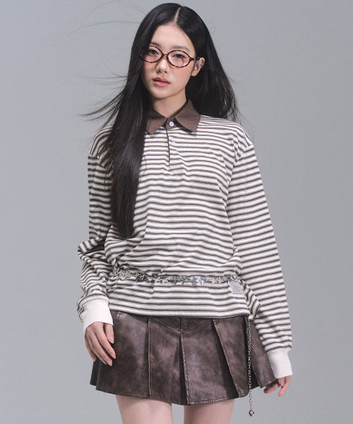 Sydney Stripe Collar Sweatshirt [IVORY]
