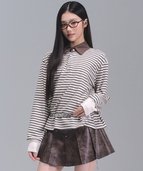 Sydney Stripe Collar Sweatshirt [IVORY]