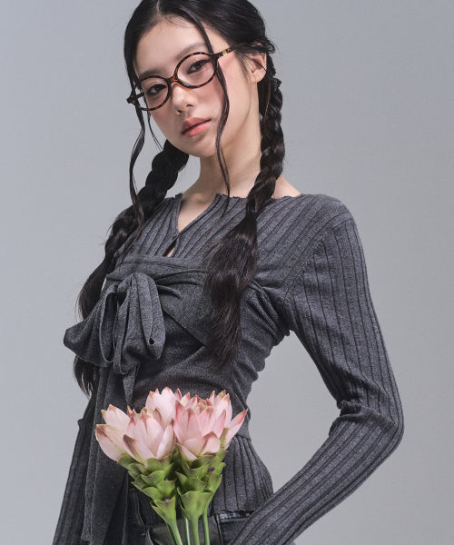 Celina Burton Bustier Knitwear Set [CHARCOAL]