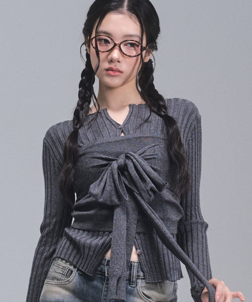 Celina Burton Bustier Knitwear Set [CHARCOAL]