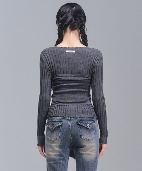 Celina Burton Bustier Knitwear Set [CHARCOAL]