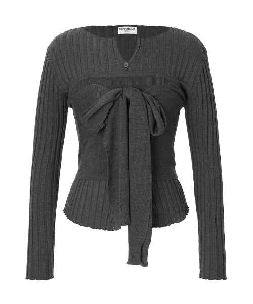 Celina Burton Bustier Knitwear Set [CHARCOAL]