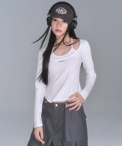 Lisa Ribbon Layered Long Sleeve Top [WHITE]