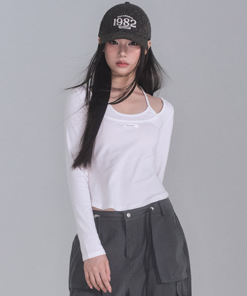 Lisa Ribbon Layered Long Sleeve Top [WHITE]
