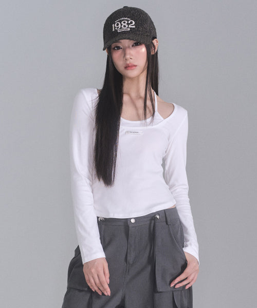 Lisa Ribbon Layered Long Sleeve Top [WHITE]