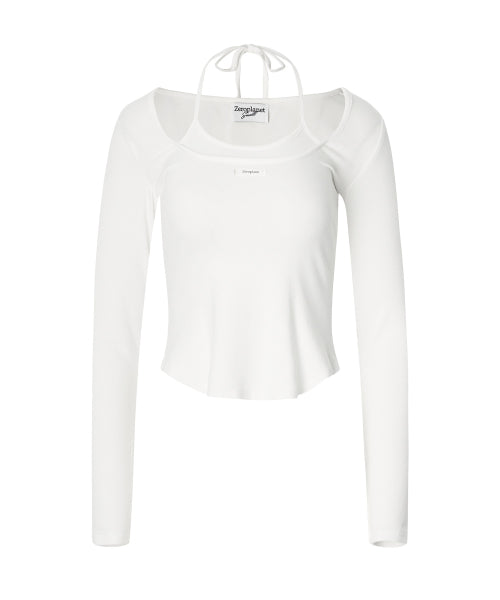 Lisa Ribbon Layered Long Sleeve Top [WHITE]