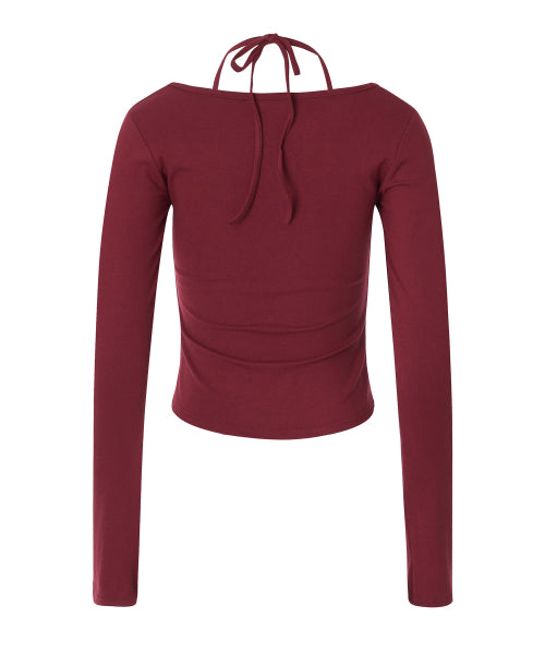 Lisa Ribbon Layered Long Sleeve Top [RED]