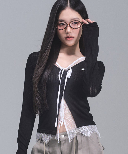 Laura Lace Layered Cardigan [BLACK]