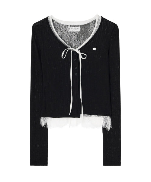Laura Lace Layered Cardigan [BLACK]