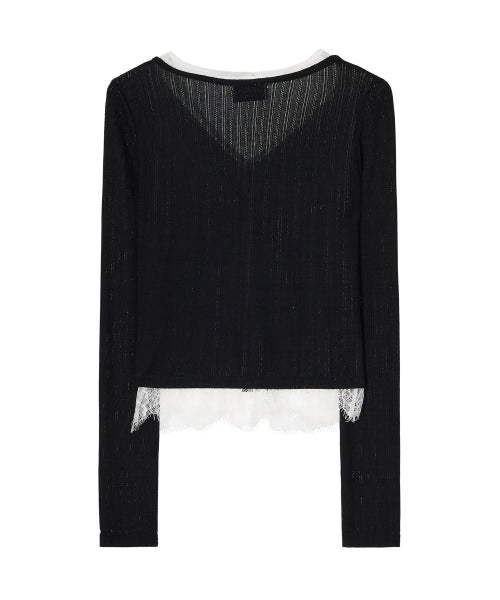 Laura Lace Layered Cardigan [BLACK]