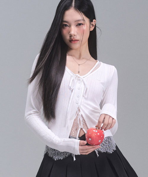 Laura Lace Layered Cardigan [WHITE]