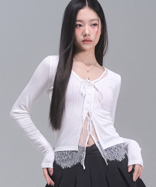 Laura Lace Layered Cardigan [WHITE]
