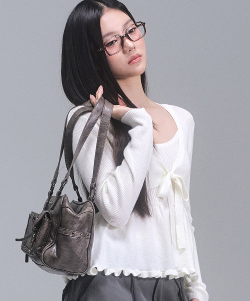 Daisy frill knit cardigan set [IVORY]