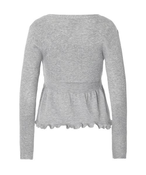 Daisy frill knit cardigan set [GREY]