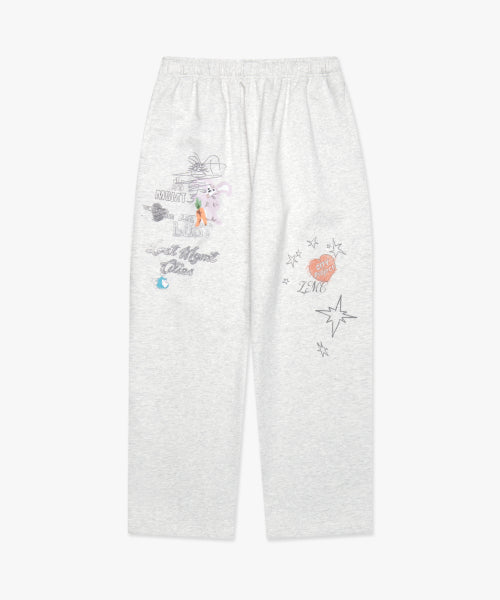 DOODLE DRAWING SWEAT PANTS light heather gray