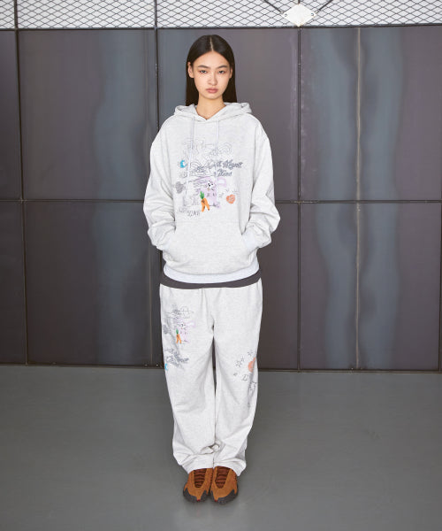DOODLE DRAWING HOODIE light heather gray