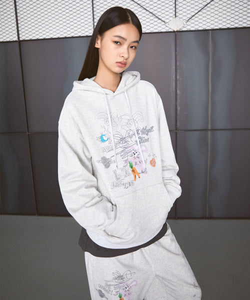 DOODLE DRAWING HOODIE light heather gray