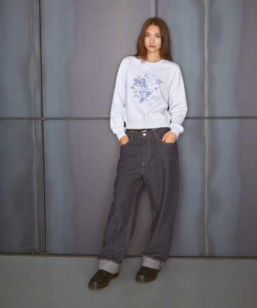 WM BLURRING FLOWER SWEATSHIRT light heather gray
