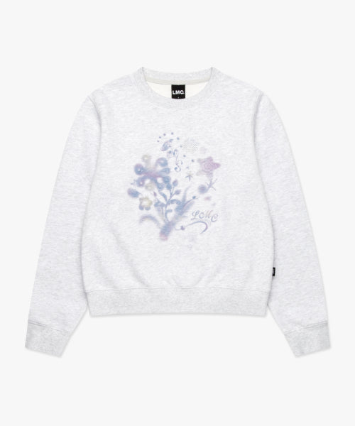 WM BLURRING FLOWER SWEATSHIRT light heather gray
