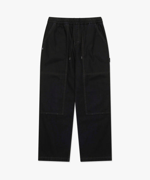 CONTRAST STITCH WORK PANTS black