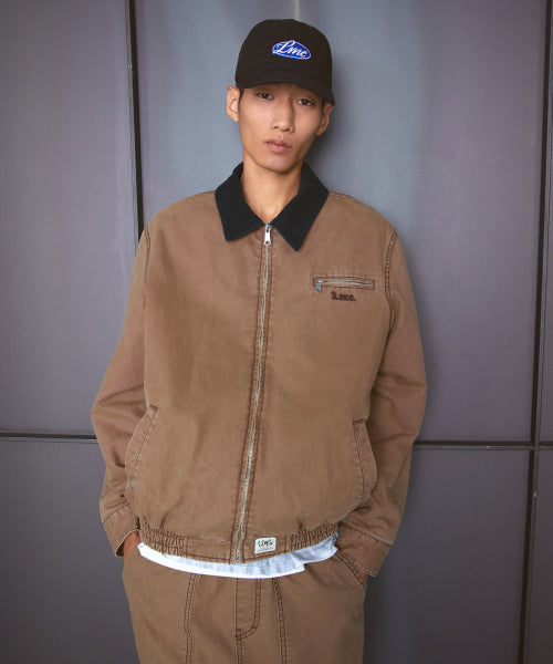 CONTRAST STITCH WORK JAKCET black