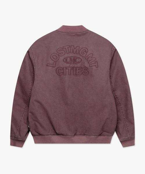 WASHED VARSITY JACKET dark pink