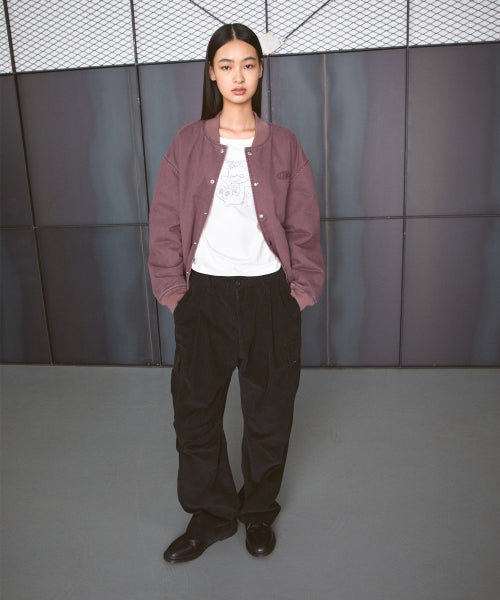 WASHED VARSITY JACKET black