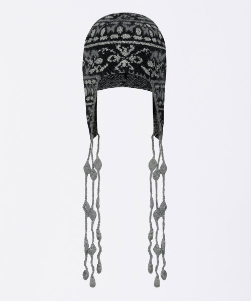 Sequin Nordic Earflap Beanie Black