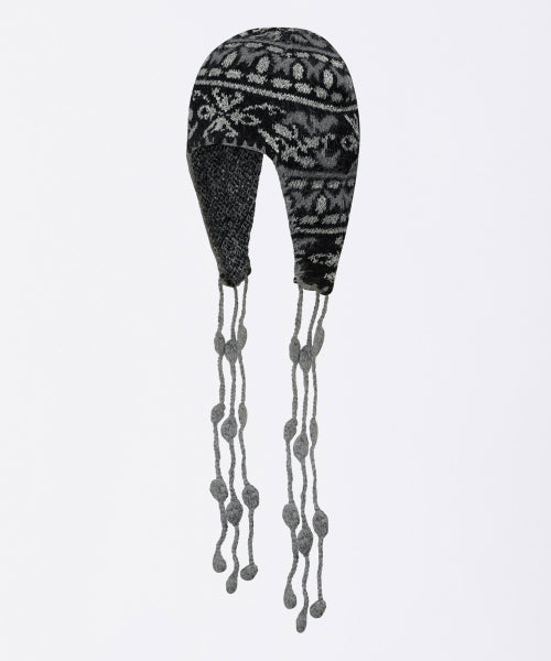 Sequin Nordic Earflap Beanie Black