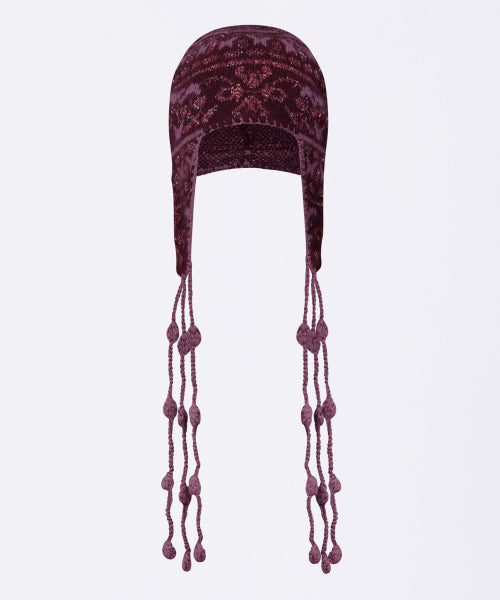 Sequin Nordic Earflap Beanie Deep Purple