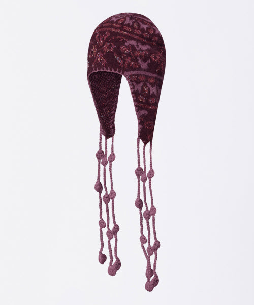 Sequin Nordic Earflap Beanie Deep Purple