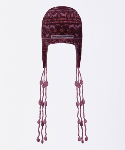 Sequin Nordic Earflap Beanie Deep Purple