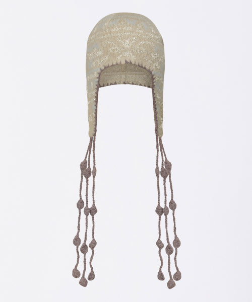 Sequin Nordic Earflap Beanie Milk Tea