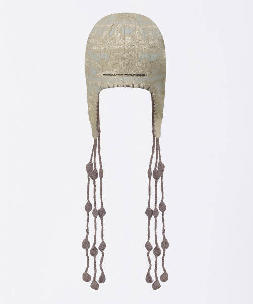 Sequin Nordic Earflap Beanie Milk Tea