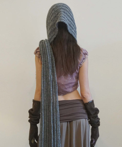 Fluffy Fringe Scarf Melange Gray