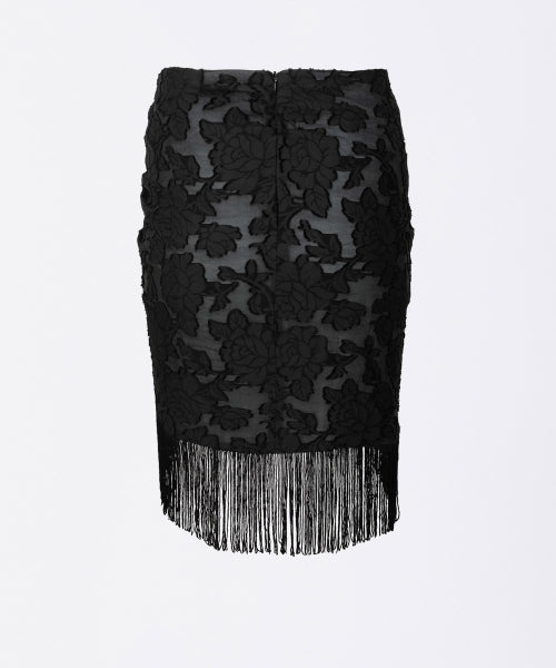 Fringe Tie Skirt Black/Ice Blue