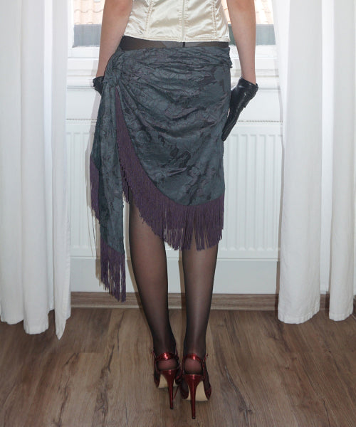 Fringe Tie Skirt Charcoal/Purple