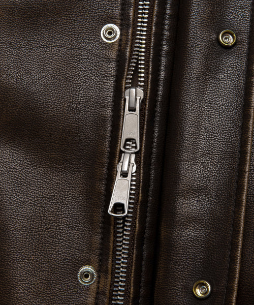 G-1 FAUX LEATHER JACKET brown