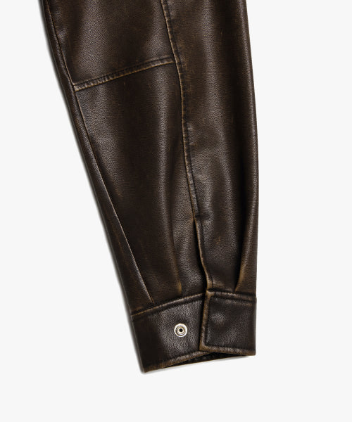G-1 FAUX LEATHER JACKET brown