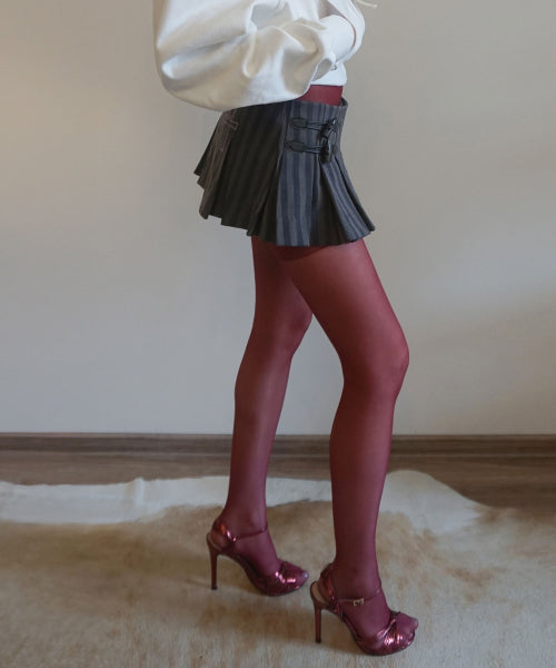 Micro Stripe Wrap Skirt Navy
