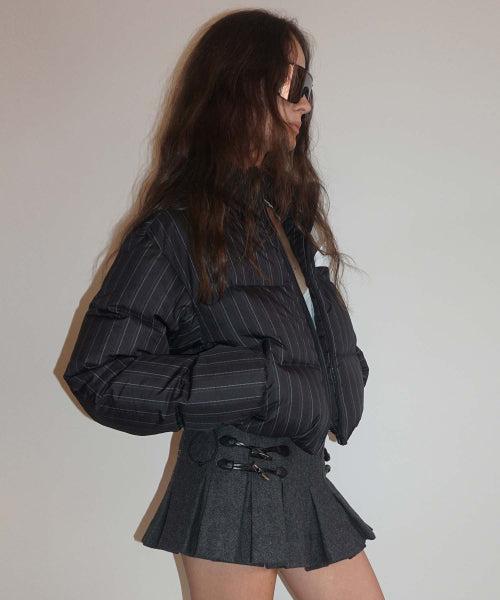 Wool Micro Wrap Skirt Gray