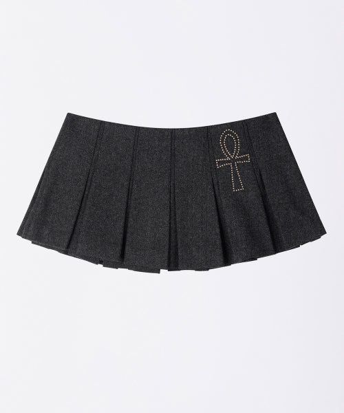Wool Micro Wrap Skirt Gray