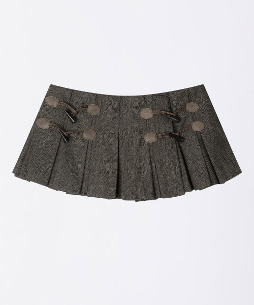 Wool Micro Wrap Skirt Beige