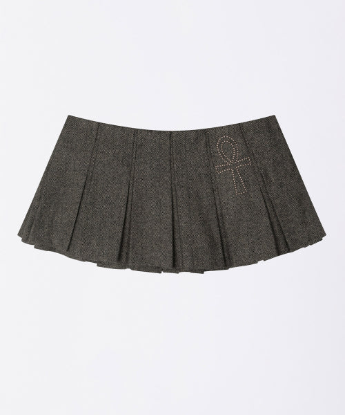 Wool Micro Wrap Skirt Beige