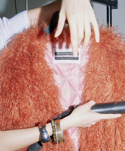 Faux Fur Middle Jacket Burnt Orange