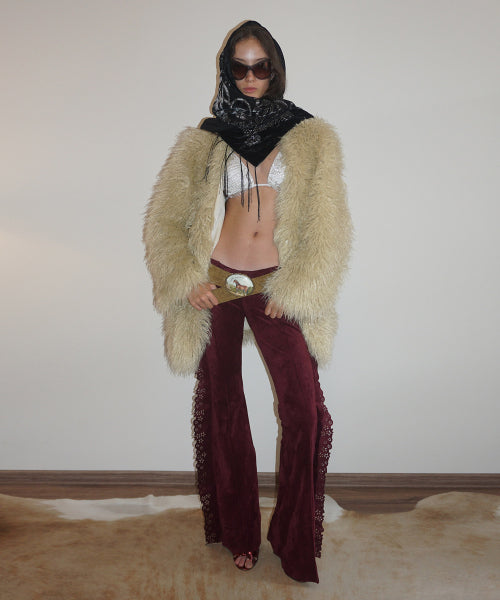Faux Fur Middle Jacket Beige