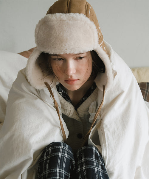 SHEARLING TROOPER HAT - BROWN