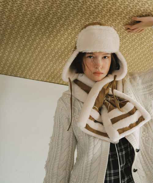 SHEARLING TROOPER HAT - BROWN