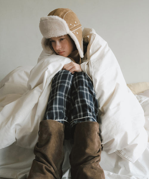 SHEARLING TROOPER HAT - BROWN