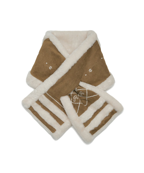 SHEARLING SCARF - BROWN